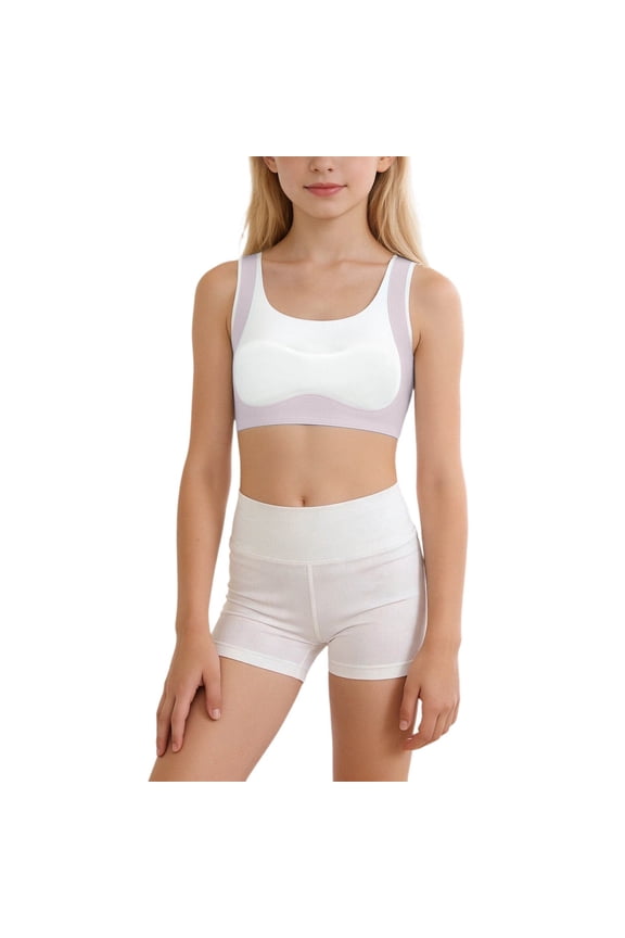 Soft Cotton Scoopneck Girls Bras, Stretch Bralettes for Teen 9-15 Natural Shaping Training Bra with Elastic Band Comfortable and Breathable