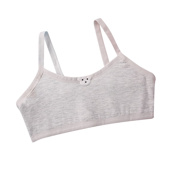 Ticikt Soft Training Bras for Girls, Crop Cami First Bra with Adjustable Straps - No Pads, Chest Double Lined,Color:Grey