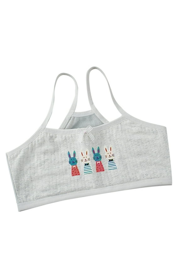 Ticikt Soft Training Bras for Girls, Crop Cami First Bra with Adjustable Straps - No Pads, Chest Double Lined,Color:Light Gray