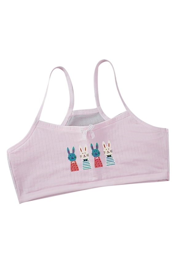 Soft Training Bras for Girls, Crop Cami First Bra with Adjustable Straps - No Pads, Chest Double Lined,Color:Pink
