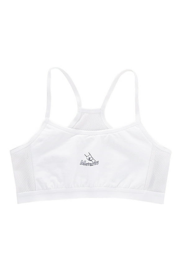 Ticikt Soft Training Bras for Girls, Crop Cami First Bra with Adjustable Straps - No Pads, Chest Double Lined,Color:White
