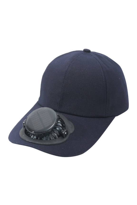 Solar & USB Charging Fan Hat, Adult Mesh Cooling Baseball Cap with Fan, Adjustable Unisex Sun Visor for Hiking Fishing,Color:Navy