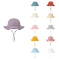 thumbnail image 1 of Ticikt Solid Color Baby Bucket Hat, Soft Crinkle Cotton Wide Brim Cap, Adjustable Windproof Strap Outdoor Hat for Toddlers,C5, 1 of 3