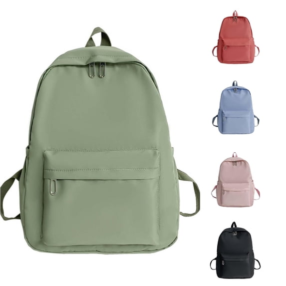 Ticikt Solid Color Nylon Backpack, Large Capacity Travel Book Bag for School Students Hiking Daily Trip
