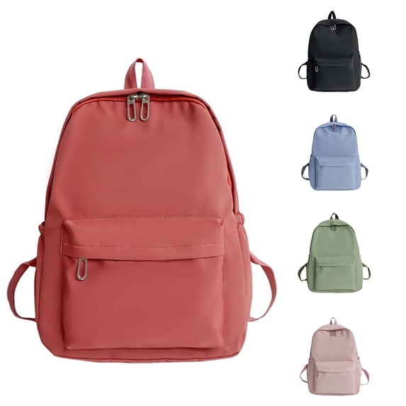 Ticikt Solid Color Nylon Backpack, Large Capacity Travel Book Bag for School Students Hiking Daily Trip