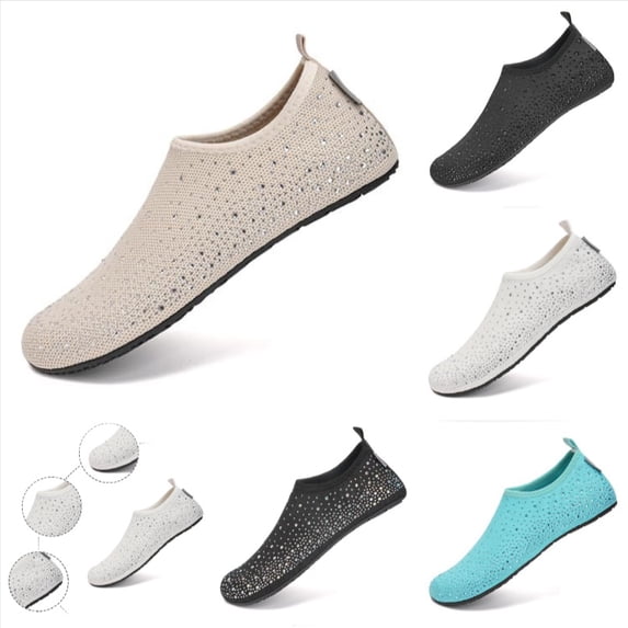 Ticikt Sparkly Water Shoes, Breathable Anti- Shoes for Fishing, Boating & Pool Activities,Beige