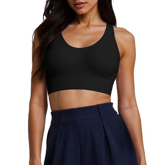 Ticikt Sports Bras for Women, High Support Sport Bra Workout Built in Bra Scoop Neck U Back Yoga Sports Bra,Color:Black