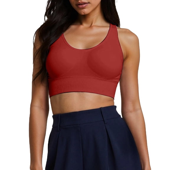 Ticikt Sports Bras for Women, High Support Sport Bra Workout Built in Bra Scoop Neck U Back Yoga Sports Bra,Color:Red