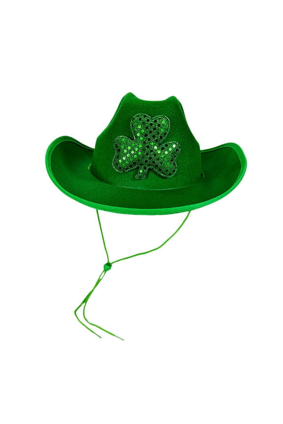 St Patrick's Day Party Performance Props Irish Style Green Wrap Around Bucket Hat with Sequins,Color:Green