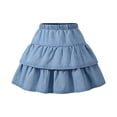 thumbnail image 1 of Ticikt Stylish Girls Denim Skirt for Summer Fashion Double Layer Washed Casual Mini Skirt with Design Skirt,Color:Blue,Size:8-9 Years, 1 of 8