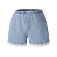 thumbnail image 1 of Ticikt Summer Girls Denim Shorts with Distressed Details Comfortable Loose Fit Casual Cute Design for Play and Outings,Color:Blue,Size:8-9 Years, 1 of 8