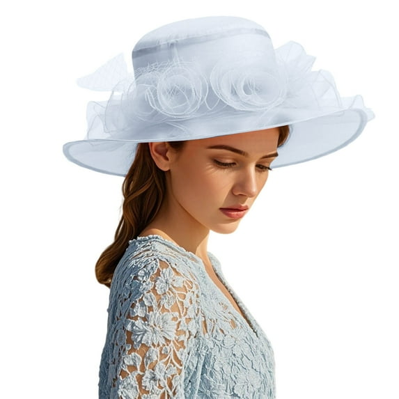 Ticikt Summer Sun Hat Wide Brim Foldable Fisherman Beach Hat Elegant Mesh Flower Design for Women Outdoor Travel,Color:White