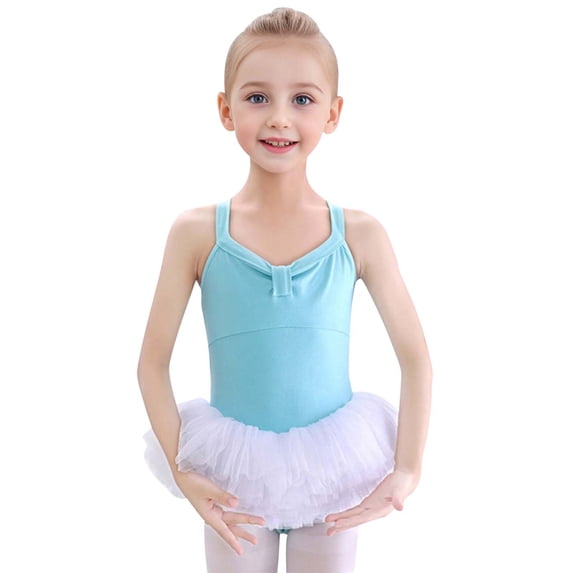Ticikt Suspenders Glitter Dance Ballet Tutu Leotard Ballerina Outfit for Girls Toddler 95% Cotton for Class Training Stage Performance,Color:Mint Green