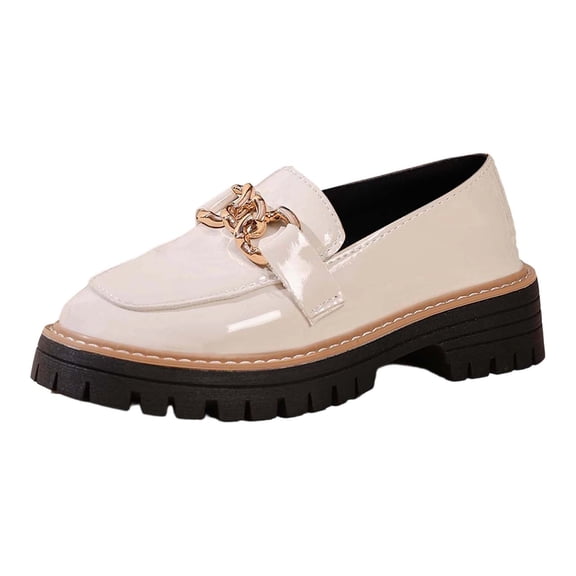 Ticikt Tassel Loafers for Women's Patent Leather Low Chunky Heel Bow Dress Shoes Fashion Slip-On Block Heel Slip-On Uniform Shoes,Color:White,Size:6.5