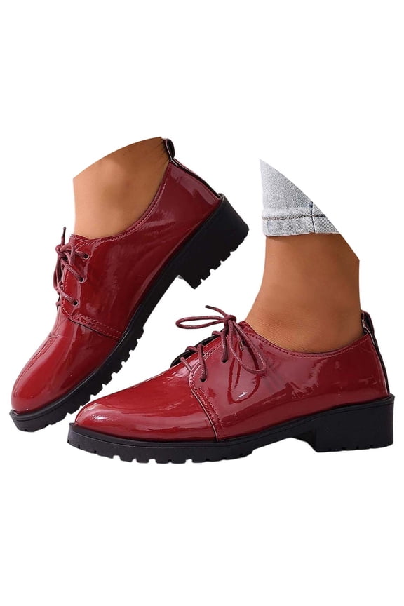 Ticikt Tassel Loafers for Women's Patent Leather Low Chunky Heel Bow Dress Shoes Fashion Slip-On Block Heel Slip-On Uniform Shoes,Color:Red,Size:6