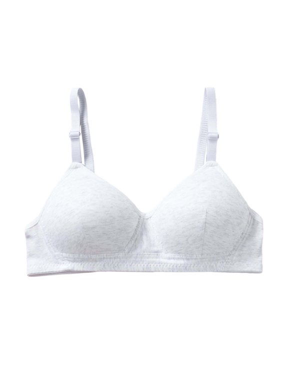 Girls Cotton Bras Breathable Underwear Wire Free Sports Bra with Adjustable Straps Training Bralette,Color:Light Gray,75