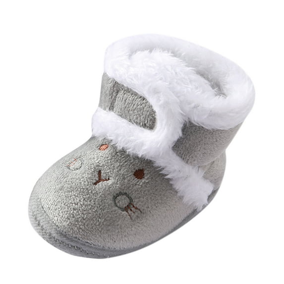 Ticikt Toddler Baby Velvet Thick Warm Booties On Boots Comfortable Water Resistance Indoor Outdoor Shoes,Color:Z2 Grey,Size:0-3 Months