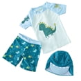 thumbnail image 1 of Ticikt Toddler Boy 3-Piece Swimwear Set Baby Boy Swimsuit with Hat UPF 50 Rash Guards Short Sleeve Bathing Suit for Boys,Color:Sky Blue,Size:3-4 Years, 1 of 6