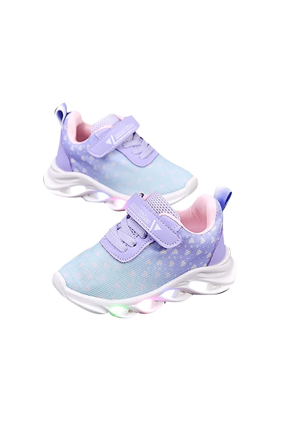 Toddler Boys Girls Light Up Shoes LED Flashing Lightweight Mesh Breathable Adorable Running Sneakers for Toddler and Little Kid 1-6Y,Color:Purple,Size:4-4.5 Years