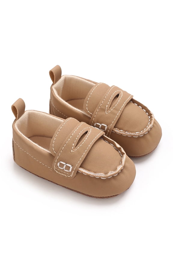 Toddler Boys Girls Loafers Soft On Little Kid Oxford Dress Flats Casual Boat Shoes School Uniform Walking Shoes,Color:Khaki,3-9 Months