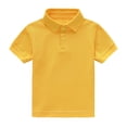 thumbnail image 1 of Ticikt Ticikt Boys' Short-Sleeve Polo Shirt, Solid Color Casual Button-Up Collared Top,Color:Yellow,3-4 Years, 1 of 4