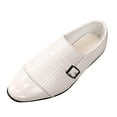 thumbnail image 1 of Ticikt Toddler Children Baby Boys British Style Student Perform Casual Leather Shoes Soft Sole Dress Shoes,Color:White, 1 of 2