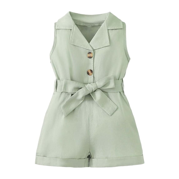 Ticikt Toddler Girl Outfit Sleeveless Romper 1 Piece Jumpsuit Bodysuit Playsuit Summer Clothes,Color:Green,Size:6-12 Months
