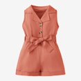 thumbnail image 1 of Ticikt Toddler Girls' Sleeveless Blazer Romper, Belted Button-Down Jumpsuit with Shorts,Red, 1 of 6