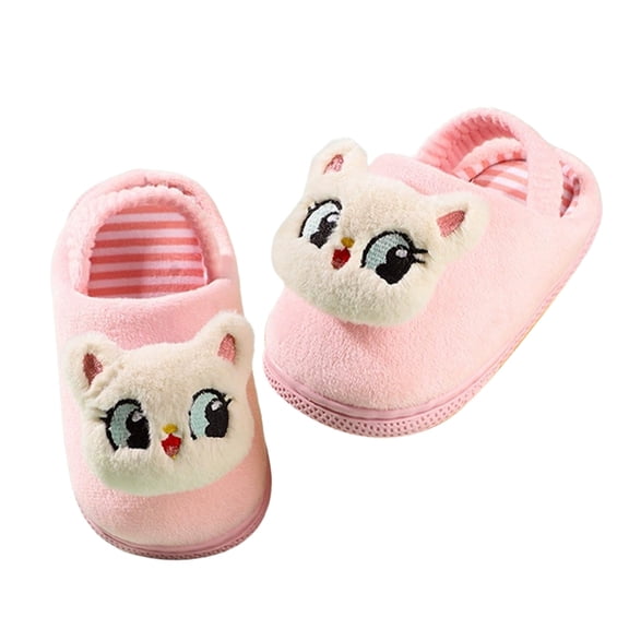 Ticikt Toddler Kids Slippers Girls Boys House Shoes Winter Slippers Plush Warm Soft with Cute Cartoon Design Indoor Shoes,Color:Pink