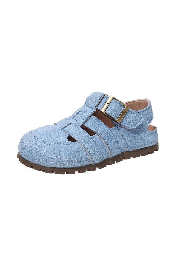 Toddler Suede Wide Toe Box Water Shoes, Boys Girls Beach Sandals Summer Kids Barefoot Swim Pool Shoe,Color:Blue,2-2.5 Years