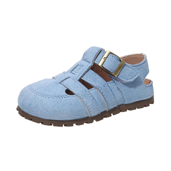 Ticikt Toddler Suede Wide Toe Box Water Shoes, Boys Girls Beach Sandals Summer Kids Barefoot Swim Pool Shoe,Color:Blue,3.5-4 Years