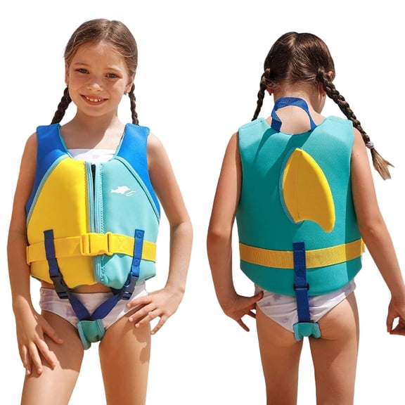 Ticikt Toddler Swim Vest, Kids Swimming Jacket for Girls and Boys, Floaties Vest Swimming Aid with Adjustable Strap for 1.5-15 Years in Pool/Puddle/Beach