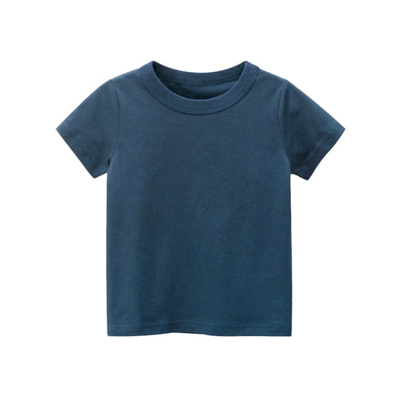 Ticikt Toddler T Shirts Cotton Summer Solid Tshirts Boys Girls Basic Tee Undershirts Short Sleeve Clothes Crew Neck Shirts,Color:Dark Blue,2 Years