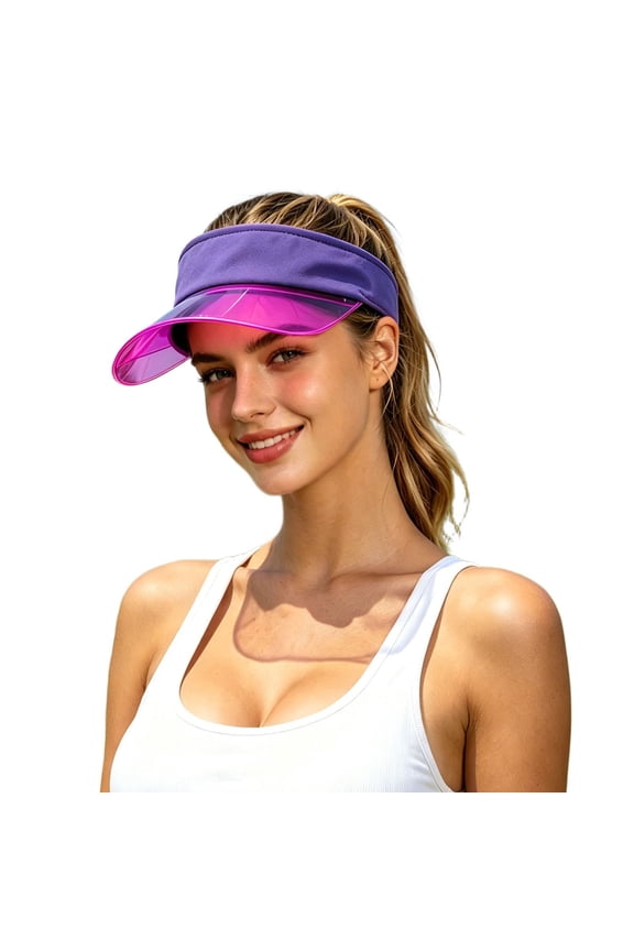 Ticikt Transparent Brim Sun Visor, Lightweight Sun Protection Visor for Outdoor Activities,Purple