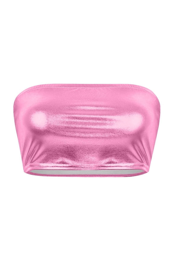 Tube Performance Solid Color Bandeau Wrap Chest Nightclub Show Wear,Color:Pink