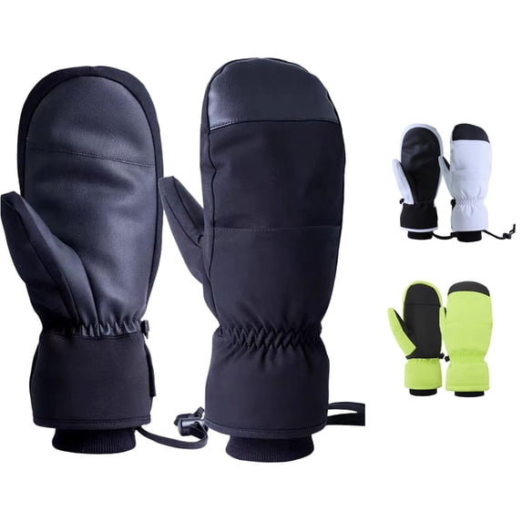 Ticikt Unisex Ski Mitten Gloves, Waterproof Insulated Thick Winter Mittens for Snowboarding Cold Weather Outdoor Sports