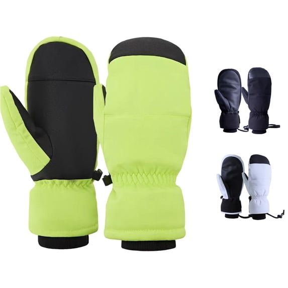 Ticikt Unisex Ski Mitten Gloves, Waterproof Insulated Thick Winter Mittens for Snowboarding Cold Weather Outdoor Sports