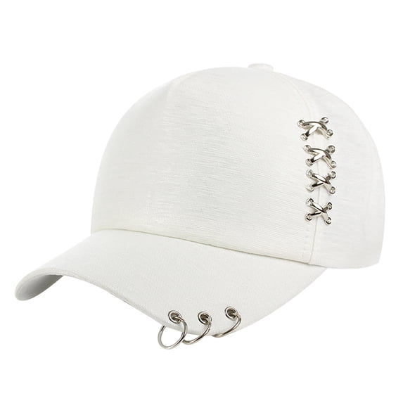 Ticikt Unisex Solid Color Metal Rings Fashion Casual Cap,Color:White