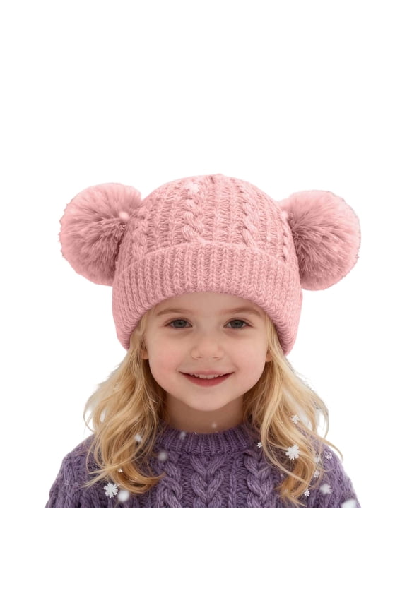 Warm Knitted Winter Hat for Kids Cozy Lined with Cute 8 Design for Cold Weather,Color:Pink