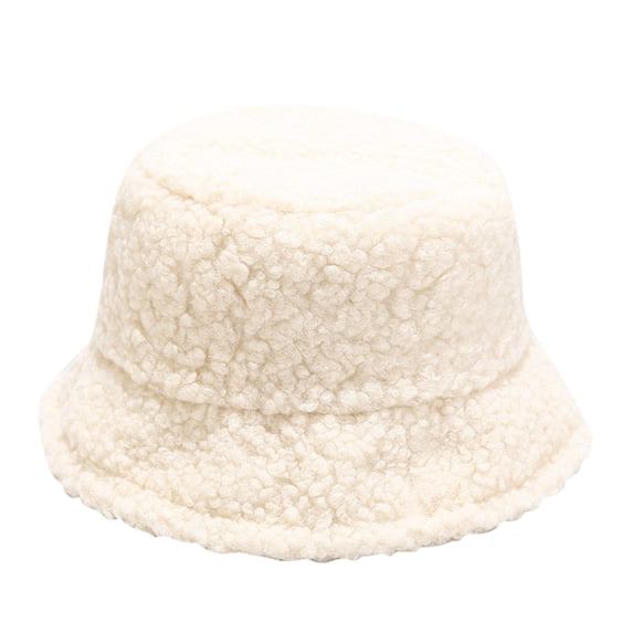 Ticikt Winter Fluffy Cow Print Bucket Hats Women Outdoor Warm Sun Hat Soft Velvet Fisherman Cap Lady Panama Female,Color:Beige