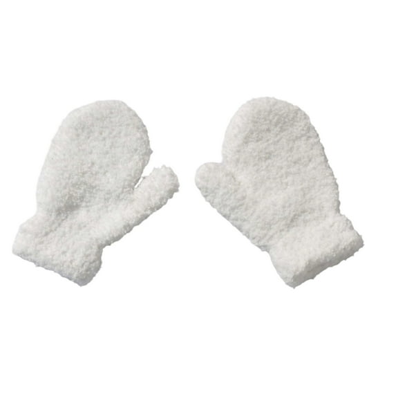 Ticikt Winter Knitted Baby Gloves for Toddlers 1 to 3 Years Old Cold Weather Lined Thickened Warm Mittens,Color:White