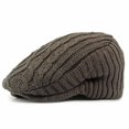 thumbnail image 1 of Ticikt Men Women Knit Newsboy Cap, Retro British Style Warm Beret Ivy Flat Cap,Color:Brown, 1 of 3