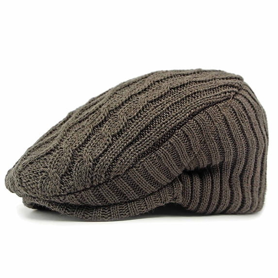 Ticikt Men Women Knit Newsboy Cap, Retro British Style Warm Beret Ivy Flat Cap,Color:Brown