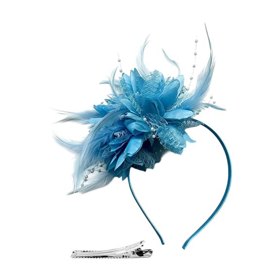 Ticikt Women Fascinator Hat, Flower & Net Veil Headpiece for Tea Party, Races, Wedding and Formal Events,BU1