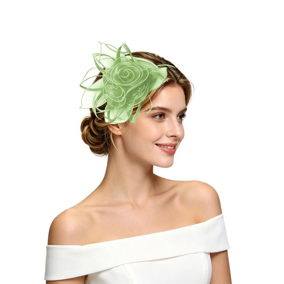 Ticikt Women Fascinator Hat, Flower & Net Veil Headpiece for Tea Party, Races, Wedding and Formal Events,Light Green