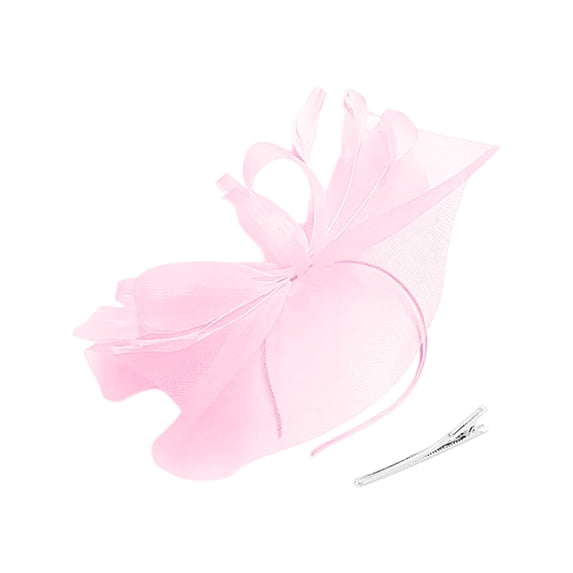 Ticikt Women Fascinator Hat, Flower & Net Veil Headpiece for Tea Party, Races, Wedding and Formal Events,Pink