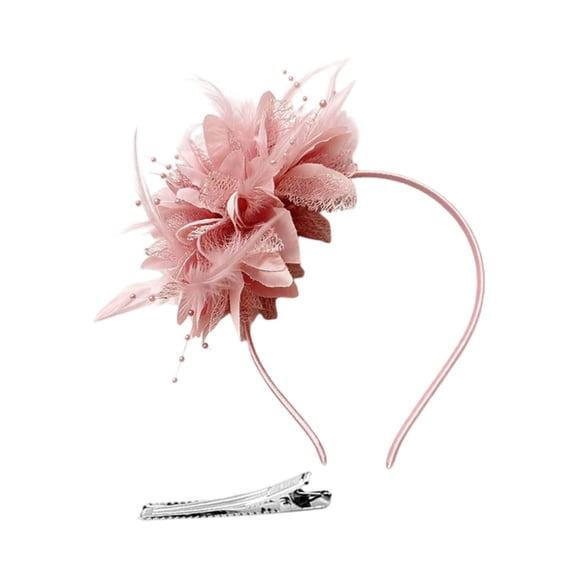 Ticikt Women Fascinator Hat, Flower & Net Veil Headpiece for Tea Party, Races, Wedding and Formal Events,Pink