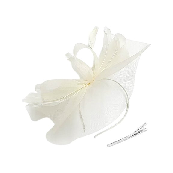 Ticikt Women Fascinator Hat, Flower & Net Veil Headpiece for Tea Party, Races, Wedding and Formal Events,White