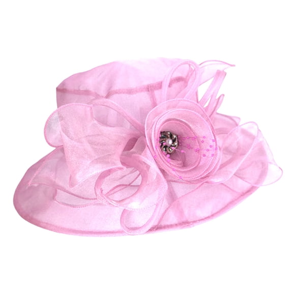 Ticikt Women Fascinator Lady Tea Party Wedding Bridal Flower Hat,Color:Pink