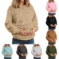 thumbnail image 1 of Ticikt Women Fuzzy Pet Pouch Hoodie, Pullover Sweatshirt with Kangaroo Carrier Pocket for Small Cats Dogs,Beige, 1 of 6